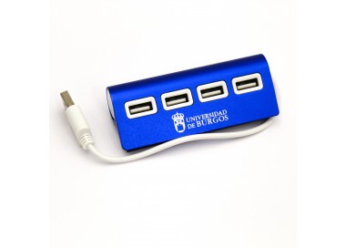 Conector HUB 4 puertos USB azul