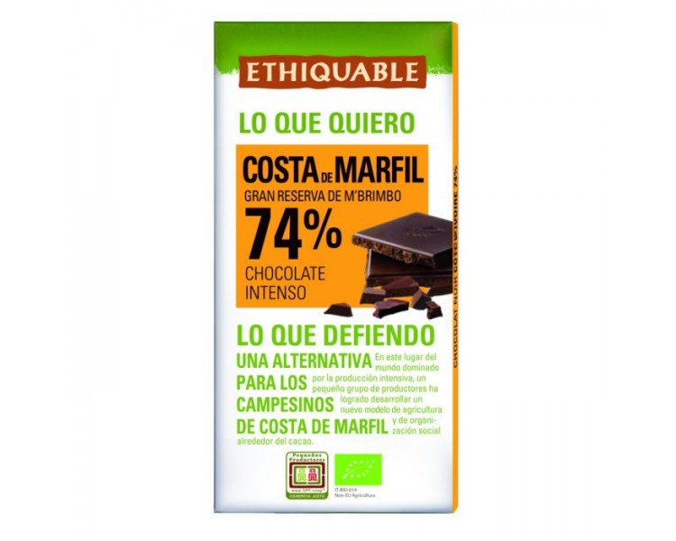 Chocolate negro 74% Costa de Marfil BIO 100g