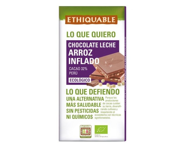 Chocolate arroz inflado Bio 100g