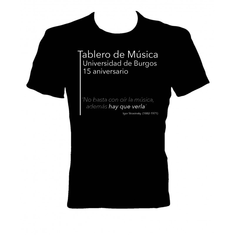 Camiseta Tablero de Música 15 aniversario negra delantera
