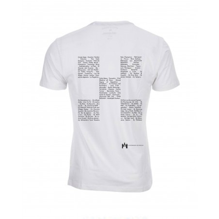 Camiseta Tablero de Música 15 aniversario blanca trasera