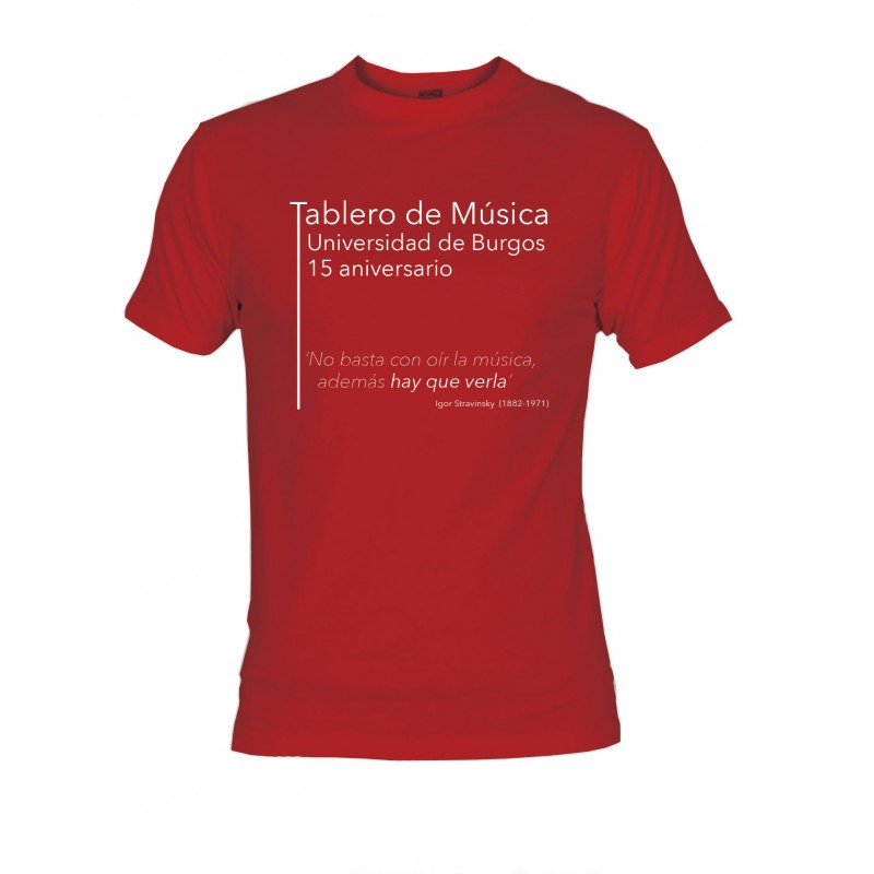 Camiseta Tablero de Música 15 aniversario roja delantera